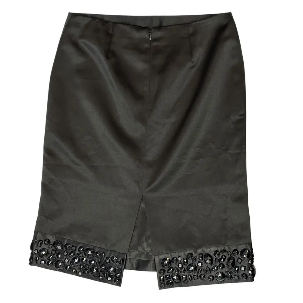 White House Black Market Beaded Pencil Skirt Black Size 2